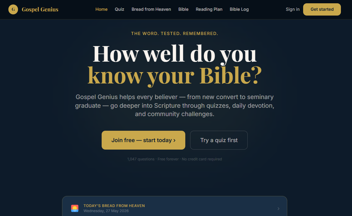 Gospel Genius — Bible Trivia, Reading Plans & Daily Devotionals