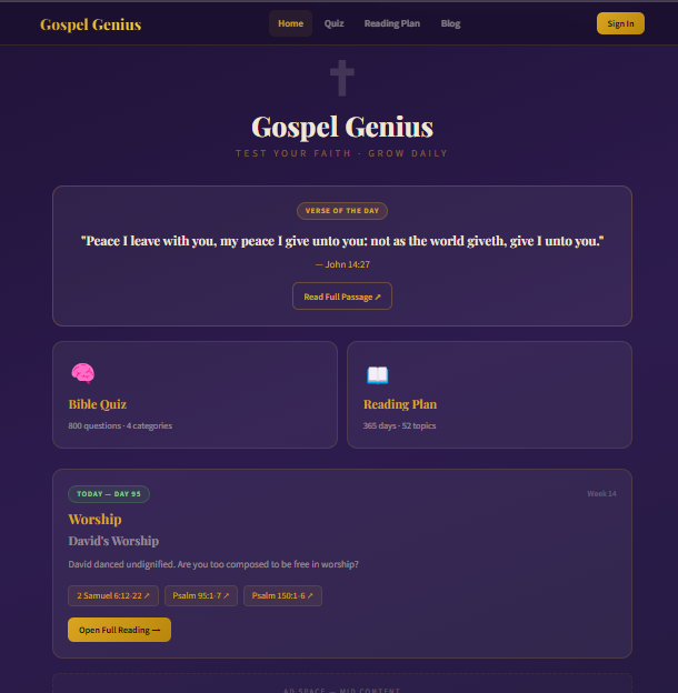 Gospel Genius — Bible Trivia & Reading Plan